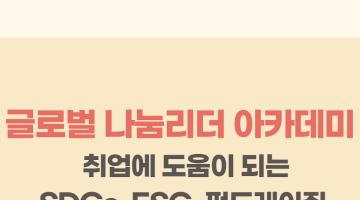 글로벌 나눔리더 아카데미 -취업에 도움이 되는 SDGs, ESG, 펀드레이징, 면접컨설팅-